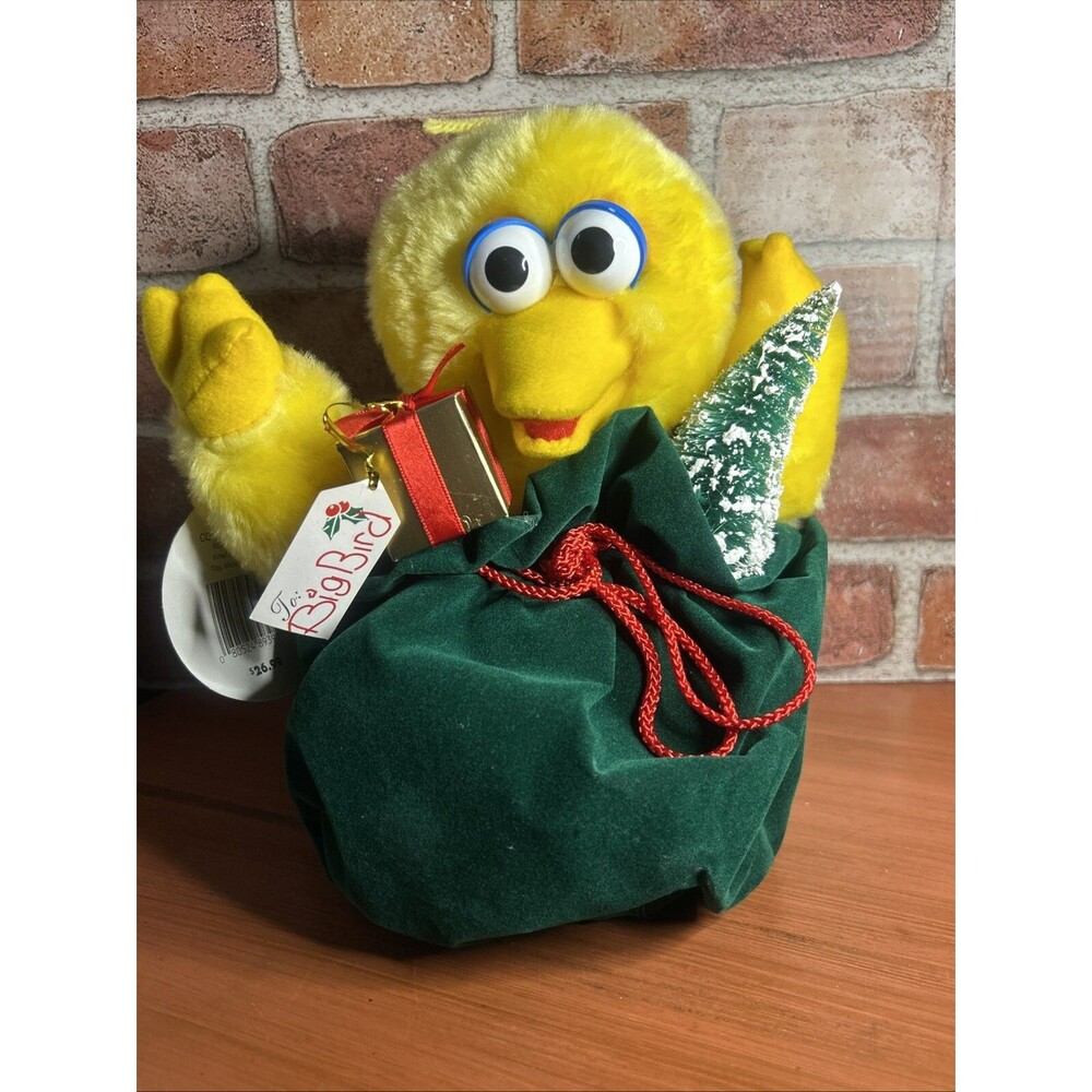 Telco Sesame Street Plush Animated Christmas Big Bird In Bag Decoration 10”